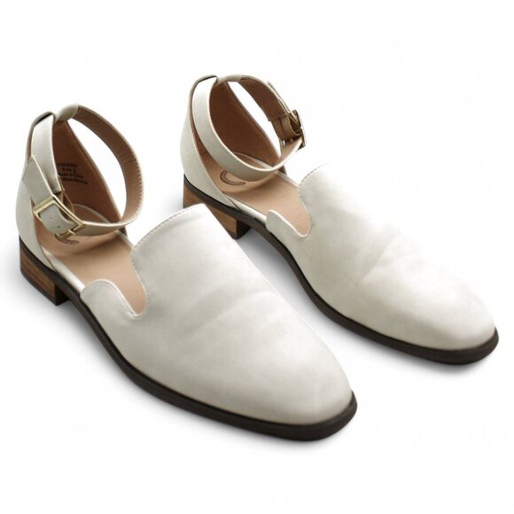 Journee Collection Cream Loafers with Ankle Strap - Picture 3 of 9